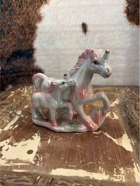 Vintage Ceramic Unicorn Figurine with Foal